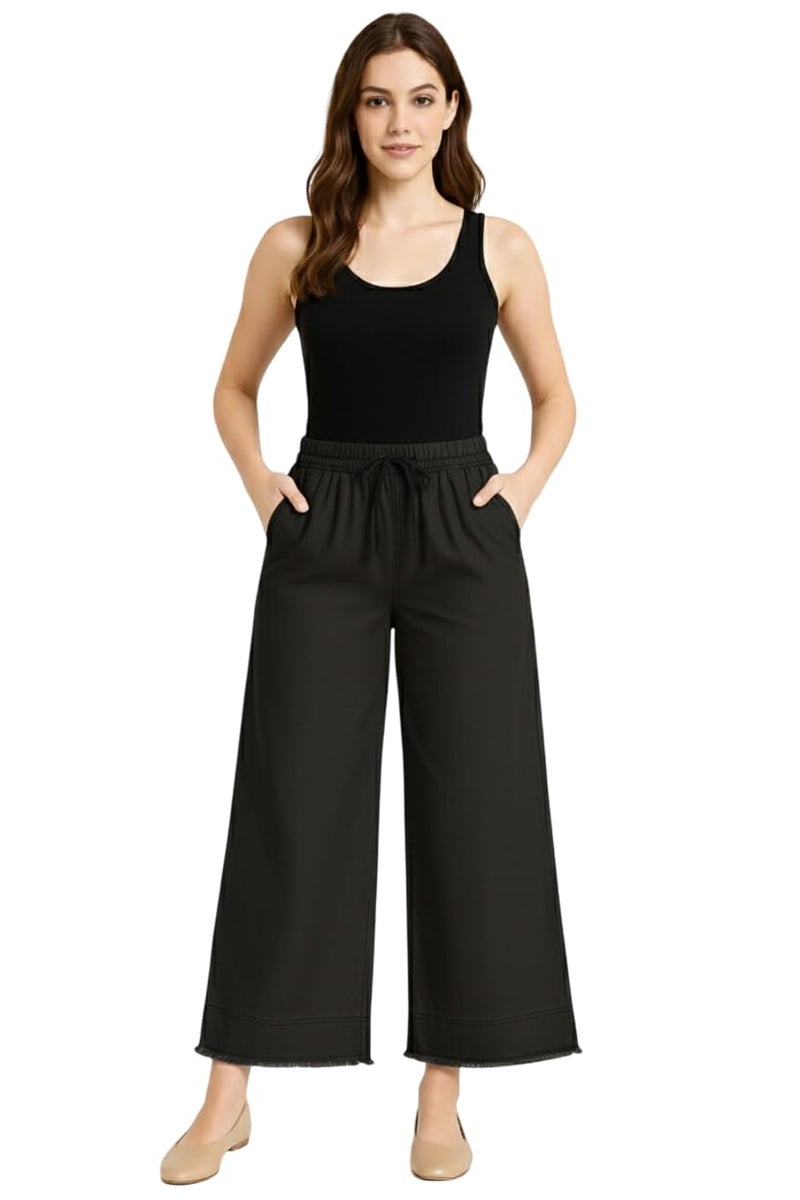 VIG TRENDS Denim Palazzo for Women | Stylish Wide Leg Bottom Wear with Two Pockets | Jumbo Size - Image 1